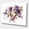 Designart - Purple Retro Flowers With Brown Leaves - Traditional Canvas Wall Art Print